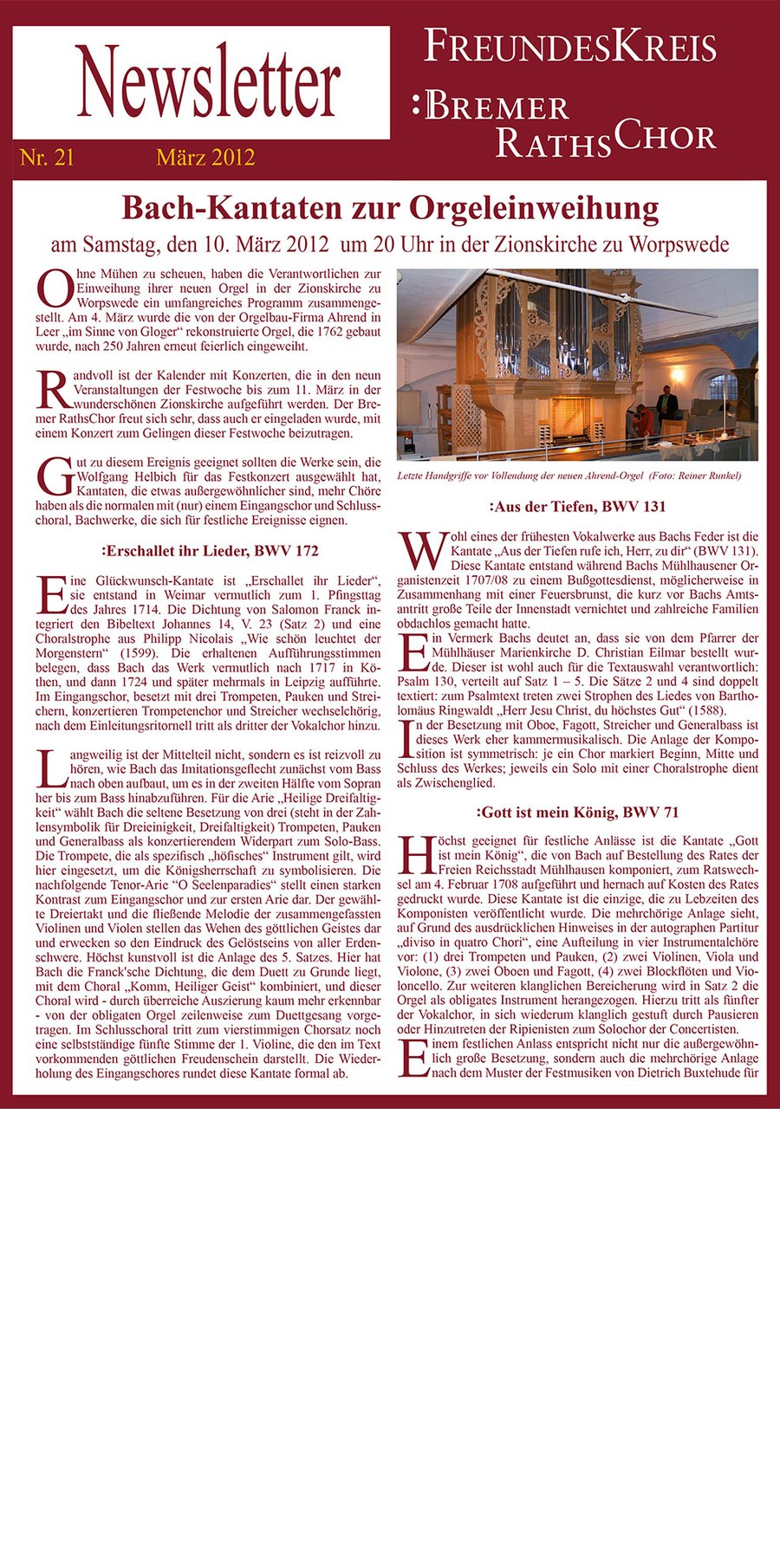 Newsletter Nr. 21 Worpswede 2012