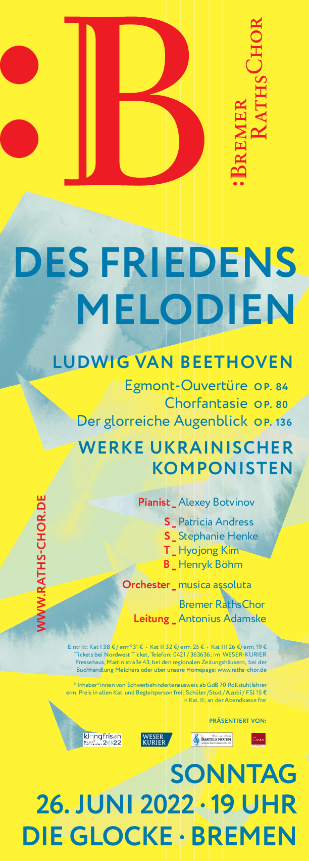 Plakat zum Sommerkonzert 2022 Des Friedens Melodien