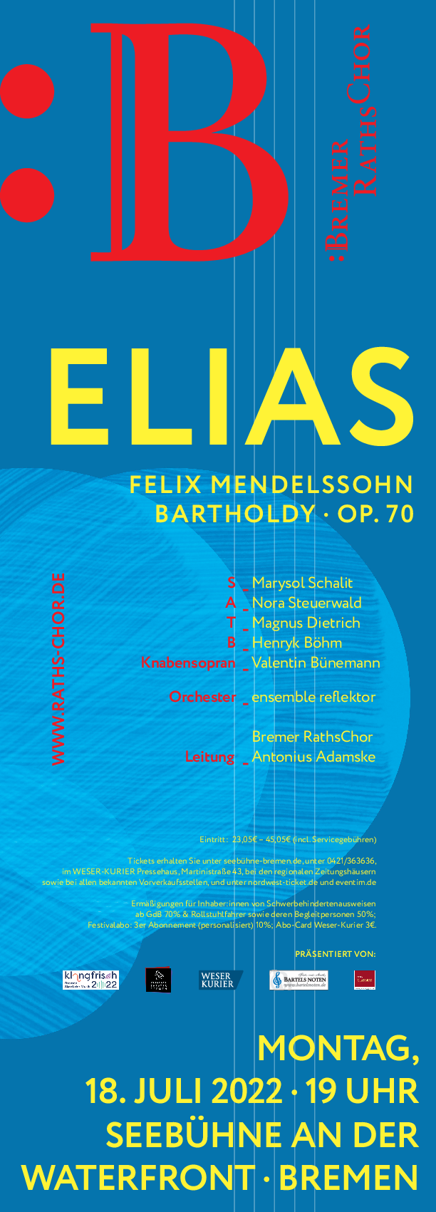 Plakat für das Elias-Konzert auf der Seebühne 2022
