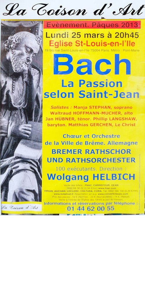 Plakat Johannes-Passion Paris 2013